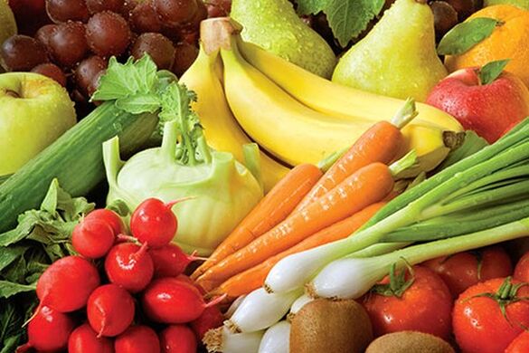 verduras y frutas frescas para aumentar la potencia